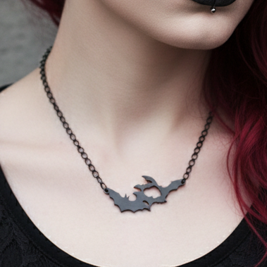 Midnight Flight | Necklace – Gothic Bat Silhouette Chain