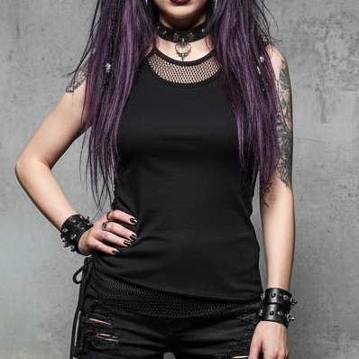 Ravenbind | 2-in-1 Neck Tie Mesh Top