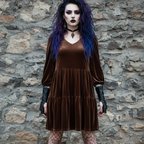 Velvyn | Pocketed Tiered Velvet Mini Dress